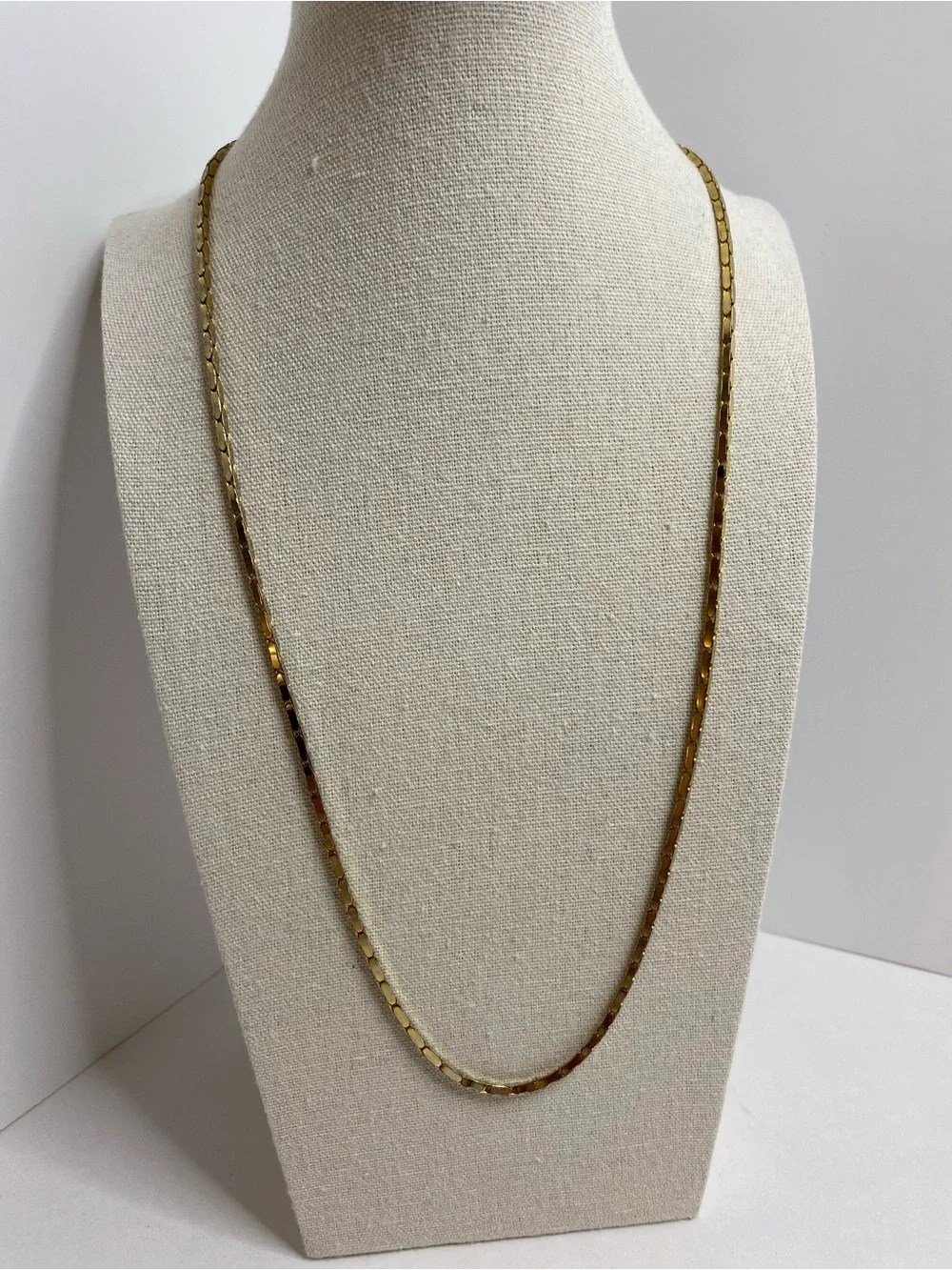 Vintage 14K GP Gold Plated 24” Oval Box Link Chain Necklace Geometric Design
